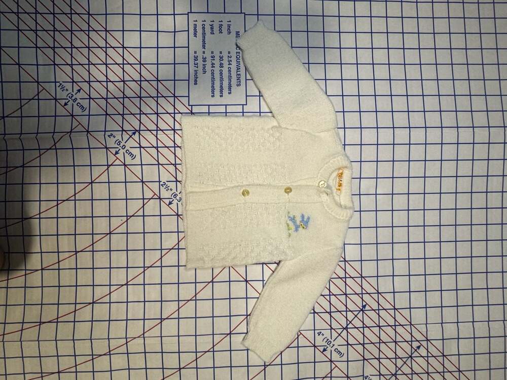 Renzo Vintage Baby Cardigan White Acrylic Embroidered Bird Sweater Made in Italy
